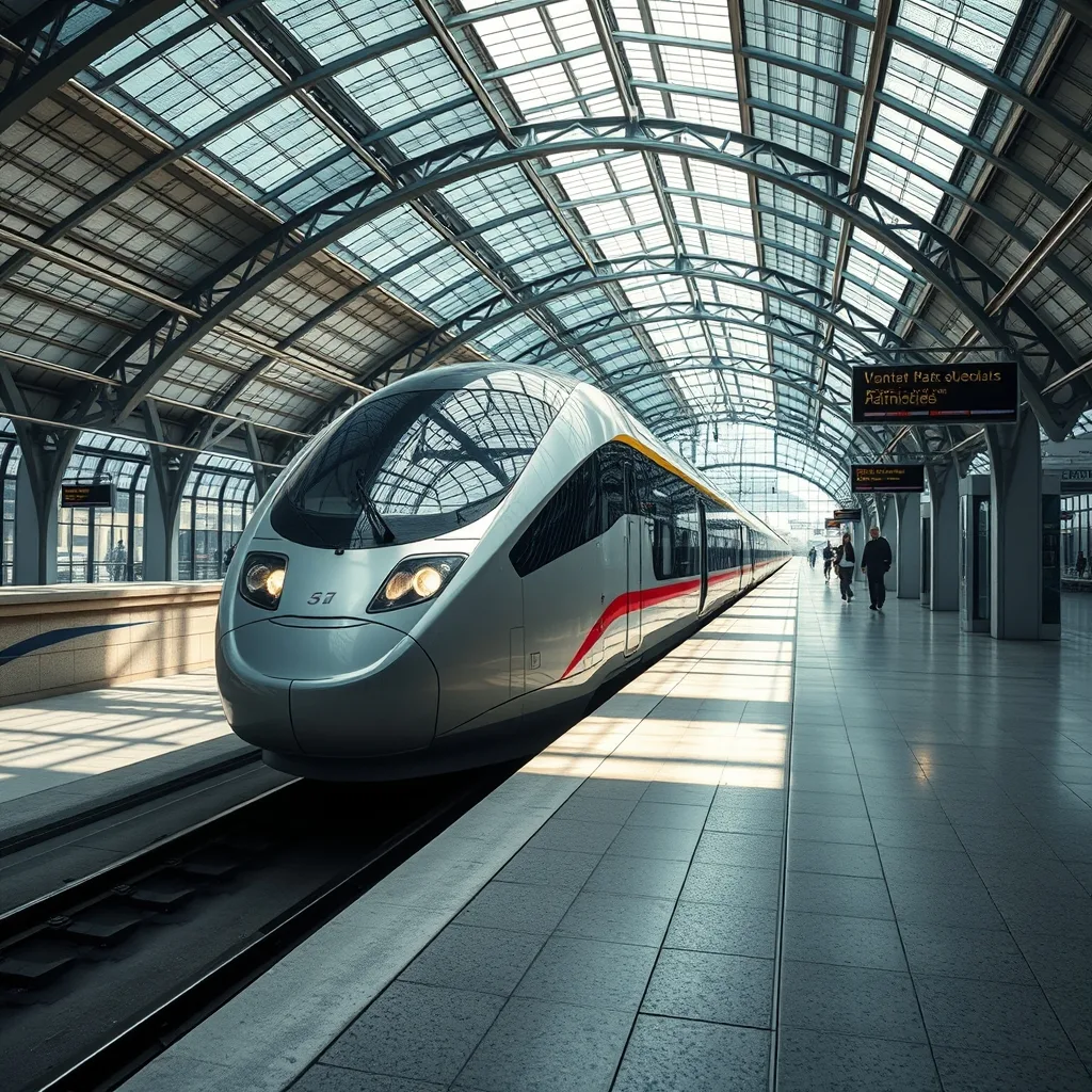 A sleek high-speed train arriving at a modern station platform in South Korea